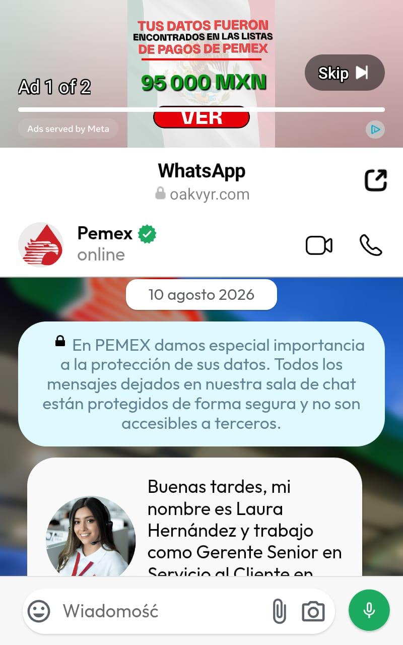 Captura del mensaje reportado