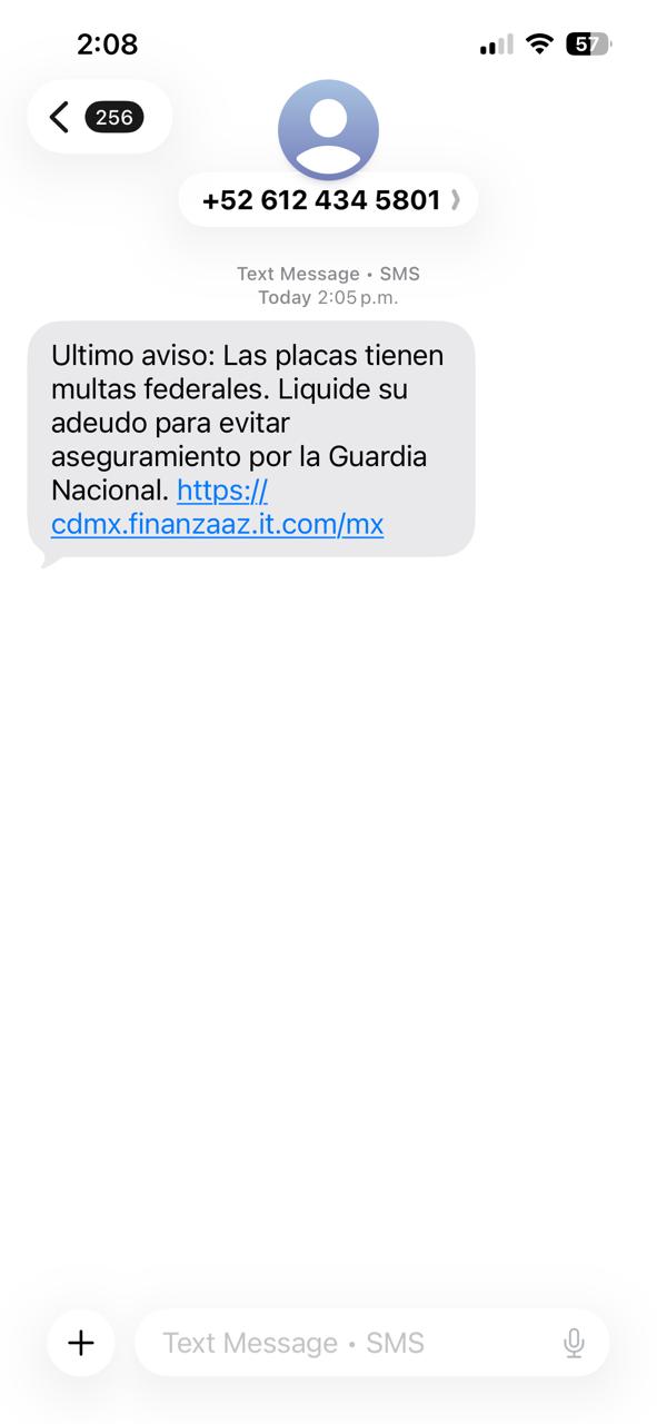 Captura del mensaje reportado