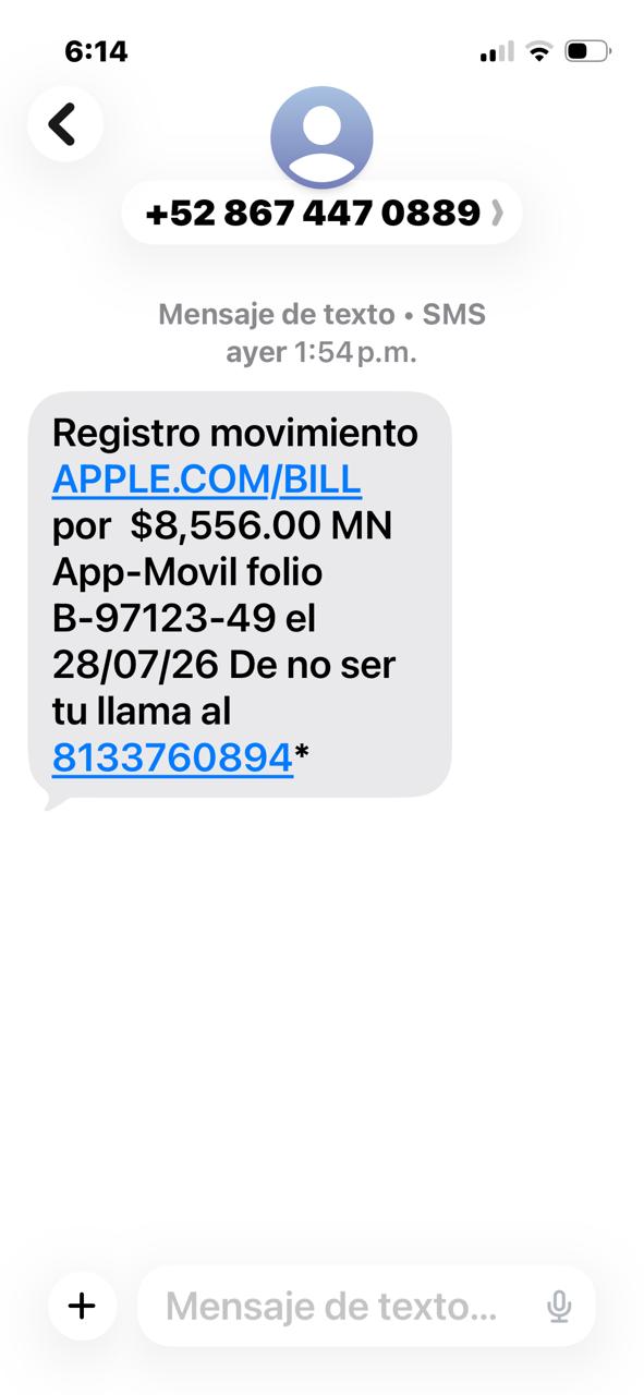 Captura del mensaje reportado
