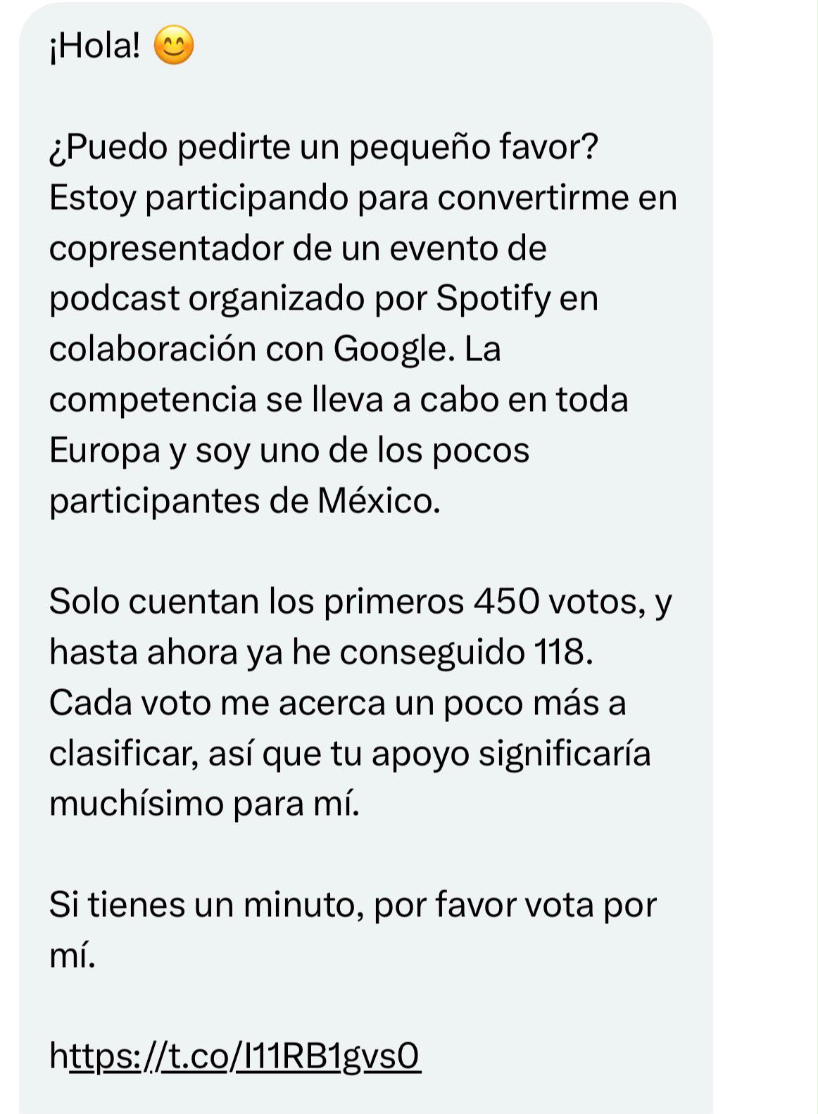 Captura del mensaje reportado