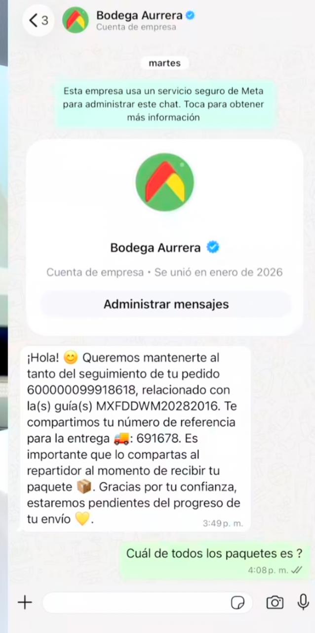 Captura del mensaje reportado