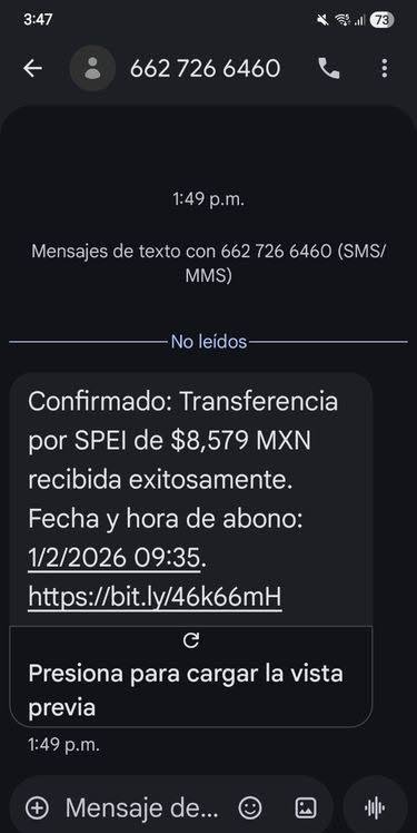 Captura del mensaje reportado