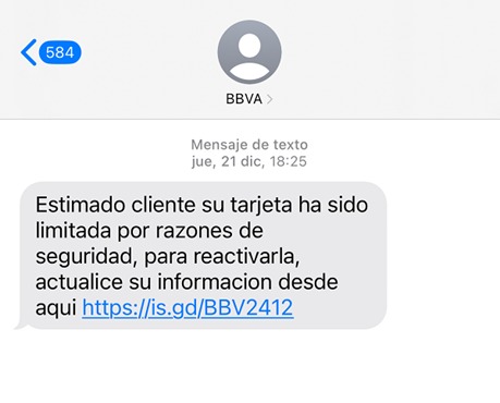 Captura del mensaje reportado